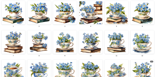 Watercolor Forget Me Not Flowers Clipart - Image 2